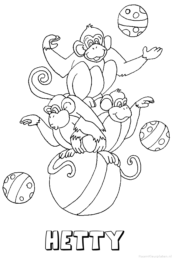 Hetty apen circus kleurplaat