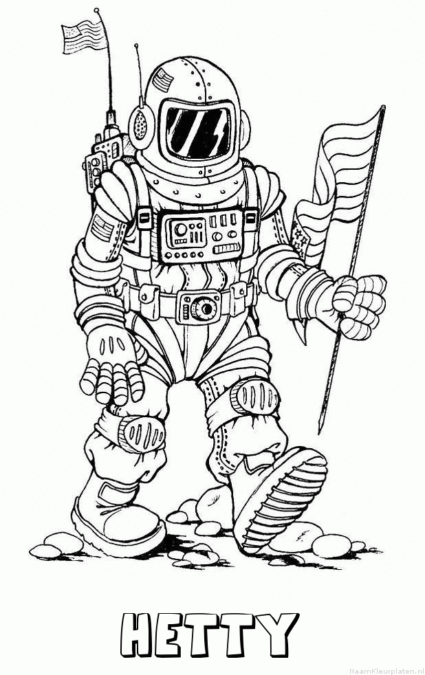 Hetty astronaut kleurplaat