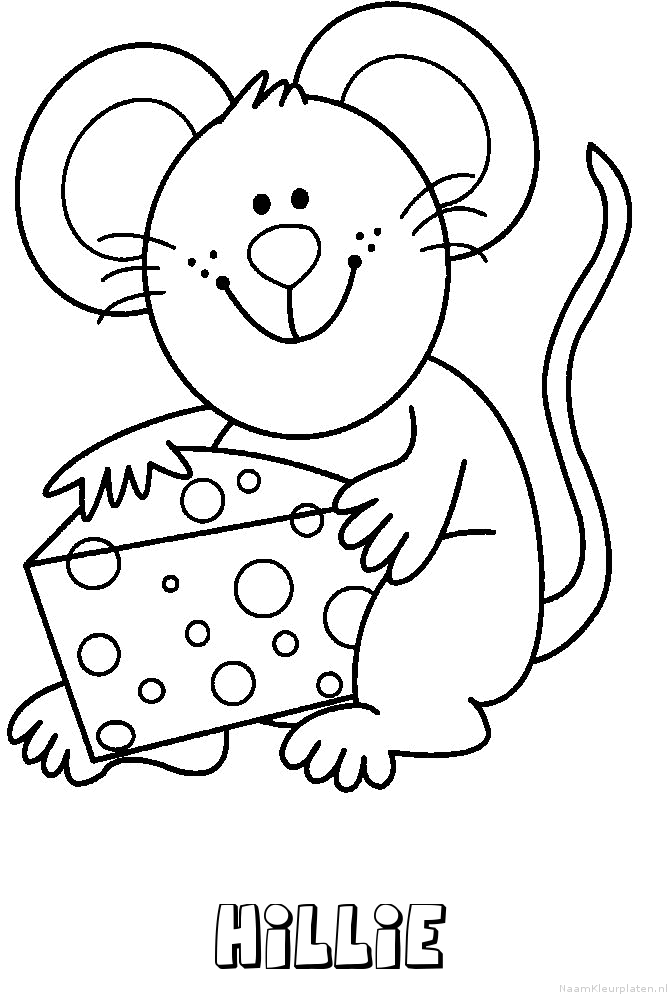 Hillie muis kaas kleurplaat