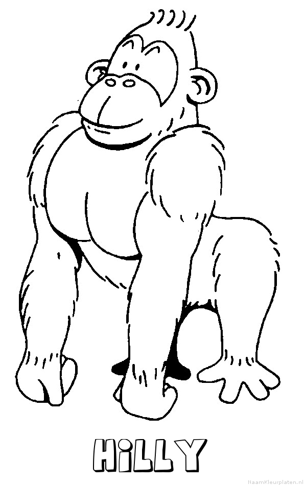 Hilly aap gorilla kleurplaat