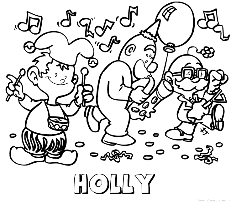 Holly carnaval kleurplaat