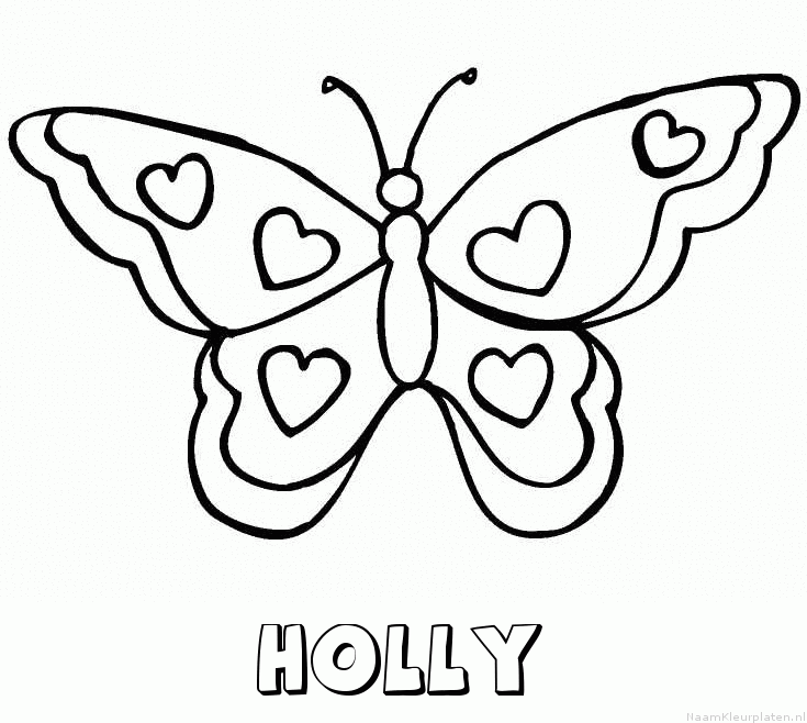 Holly vlinder hartjes kleurplaat
