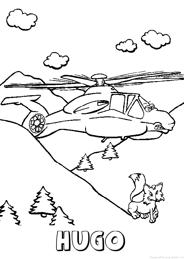 Hugo helikopter kleurplaat