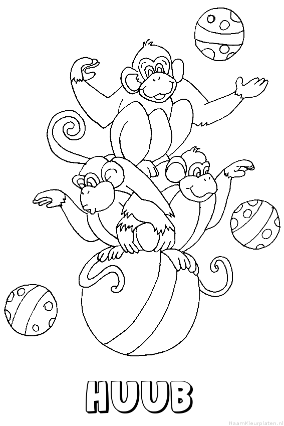 Huub apen circus kleurplaat