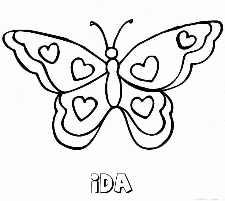 Ida vlinder hartjes kleurplaat