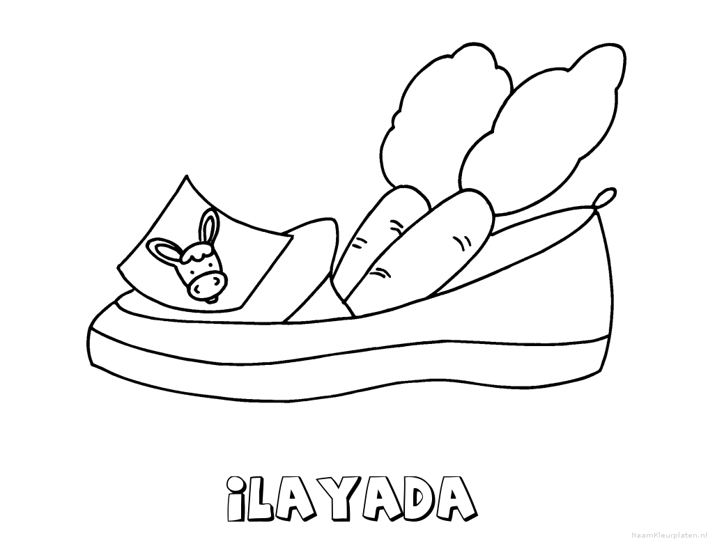 Ilayada schoen zetten kleurplaat