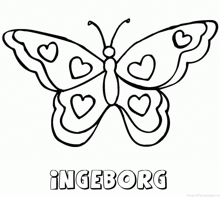 Ingeborg vlinder hartjes kleurplaat
