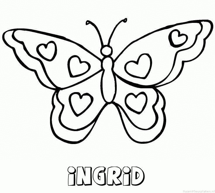 Ingrid vlinder hartjes kleurplaat