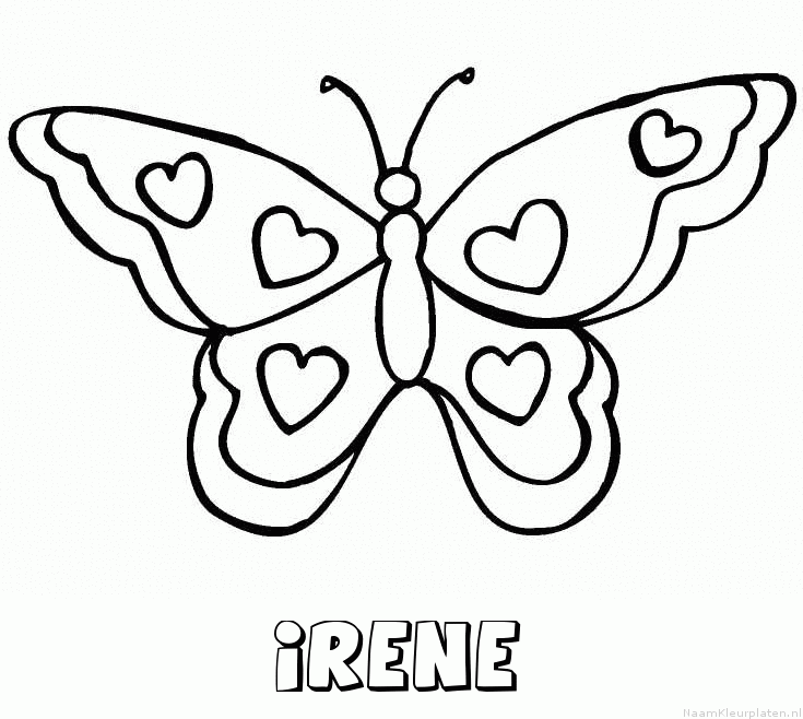 Irene vlinder hartjes kleurplaat