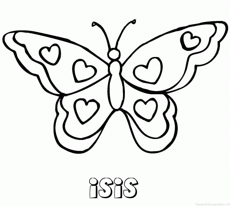 Isis vlinder hartjes kleurplaat