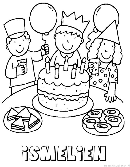 Ismelien verjaardagstaart kleurplaat