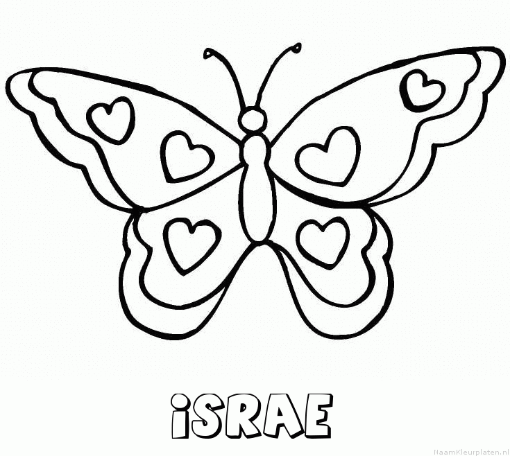 Israe vlinder hartjes kleurplaat