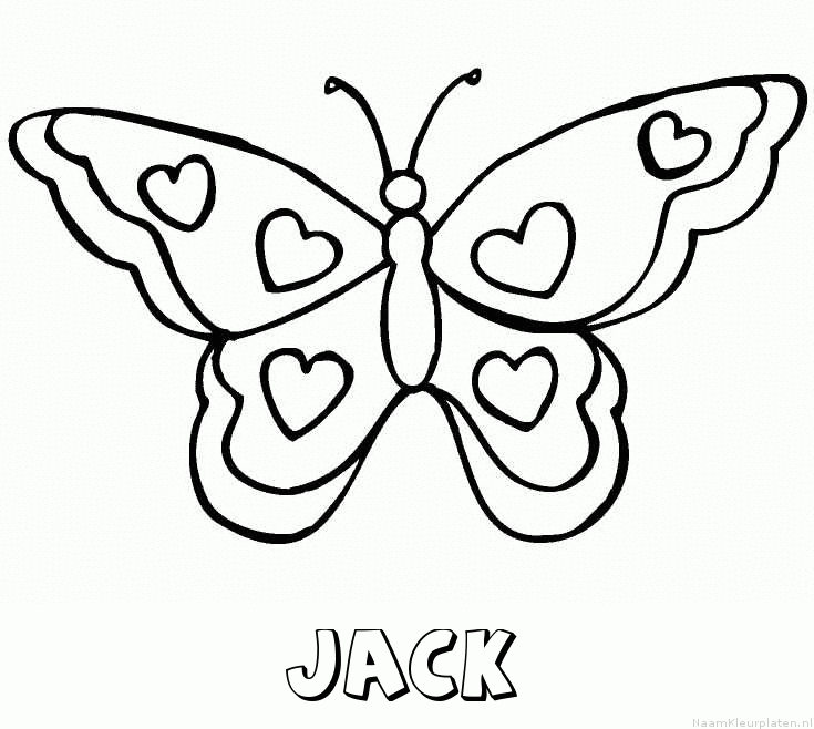 Jack vlinder hartjes kleurplaat