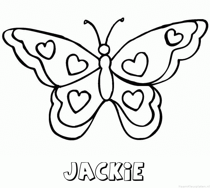 Jackie vlinder hartjes kleurplaat