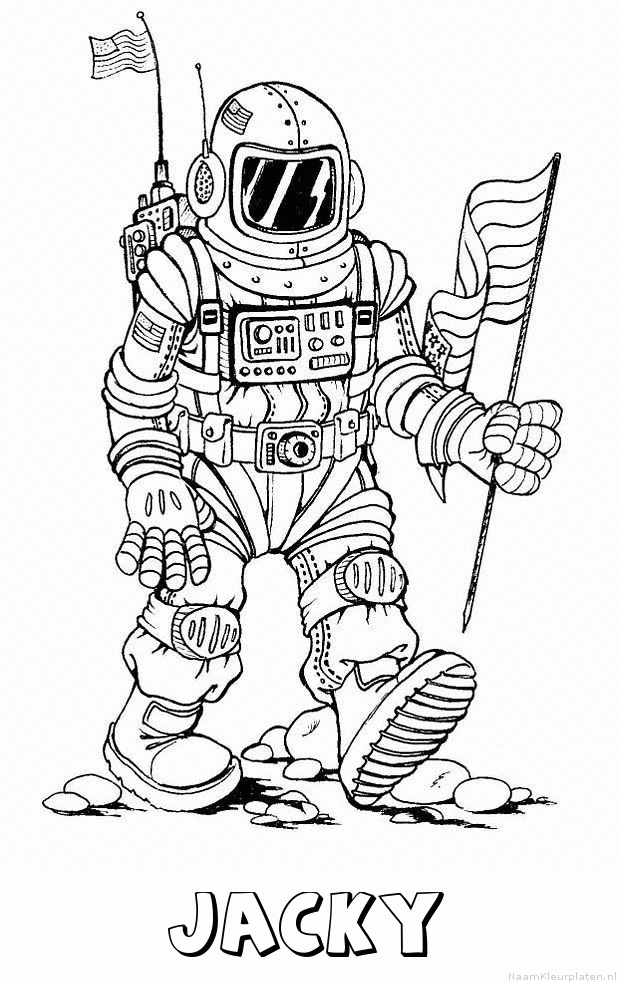 Jacky astronaut kleurplaat