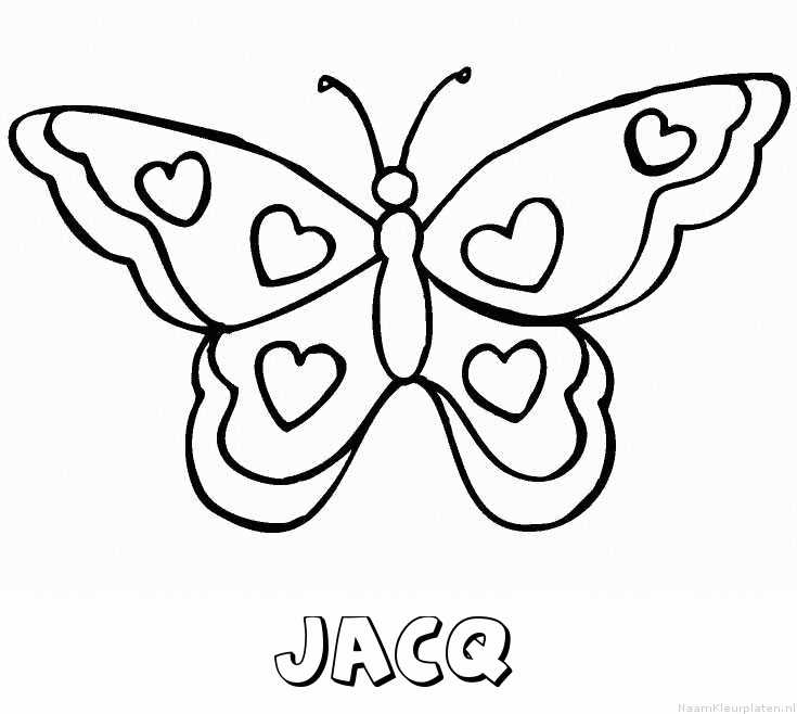 Jacq vlinder hartjes kleurplaat