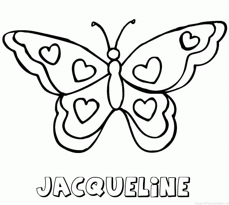 Jacqueline vlinder hartjes kleurplaat