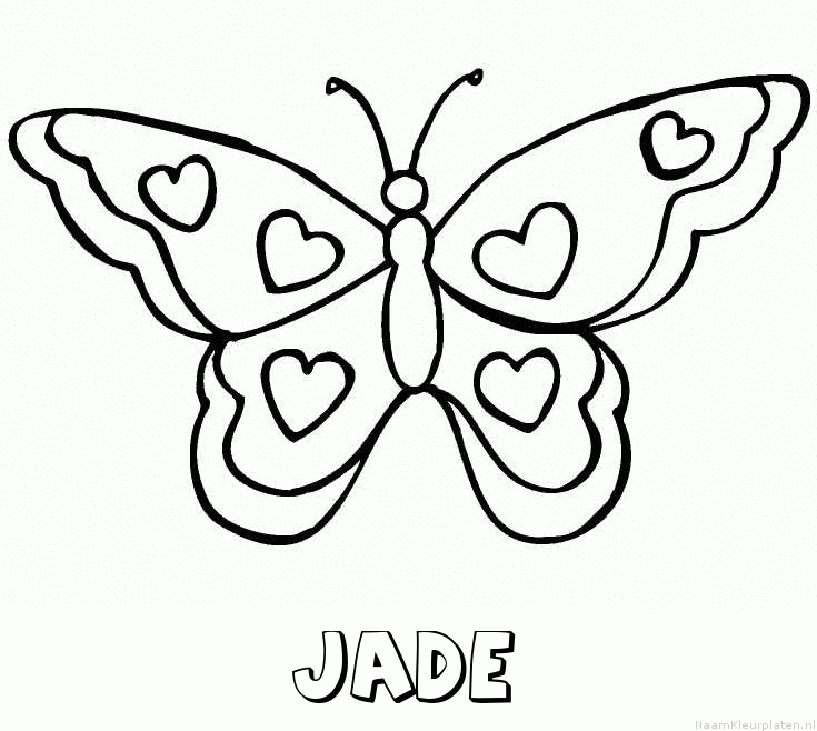 Jade vlinder hartjes kleurplaat