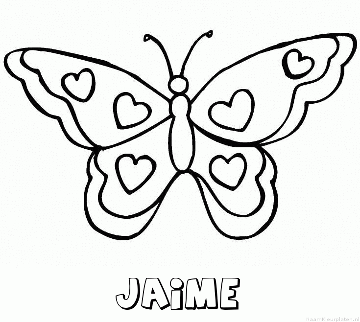 Jaime vlinder hartjes kleurplaat