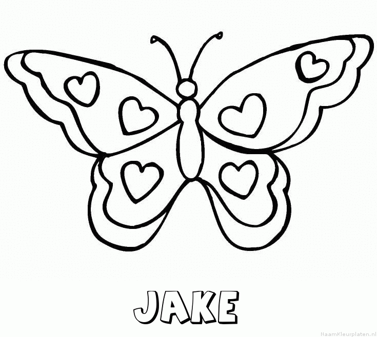 Jake vlinder hartjes kleurplaat