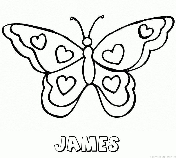 James vlinder hartjes kleurplaat