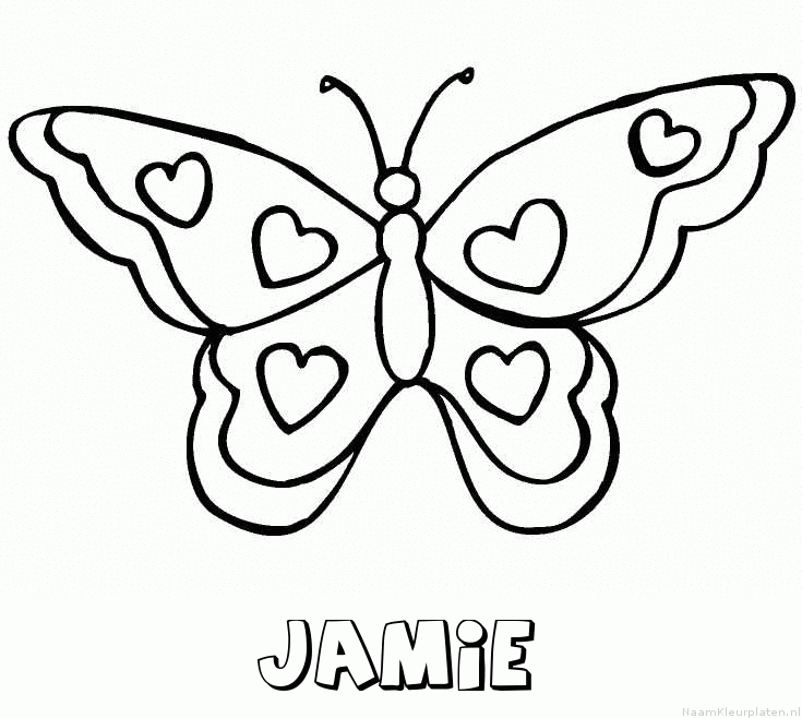 Jamie vlinder hartjes kleurplaat