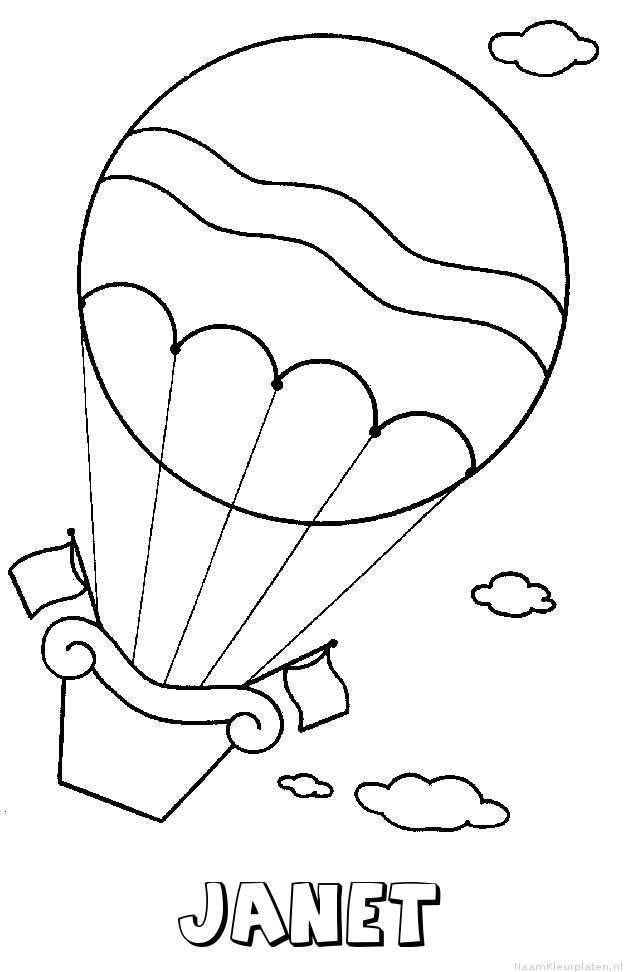 Janet luchtballon kleurplaat