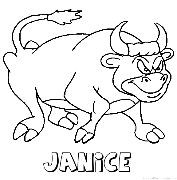 Janice stier kleurplaat