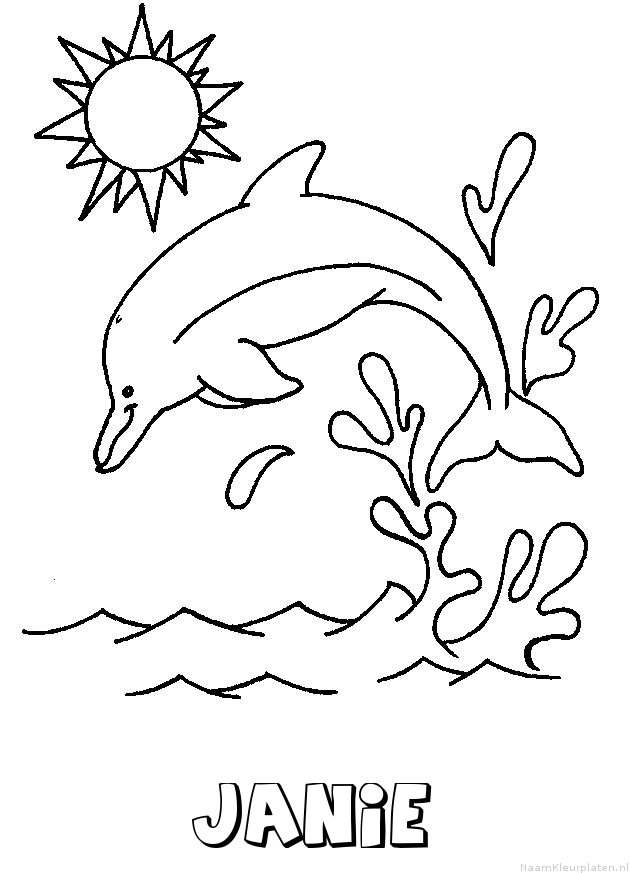 Janie dolfijn kleurplaat