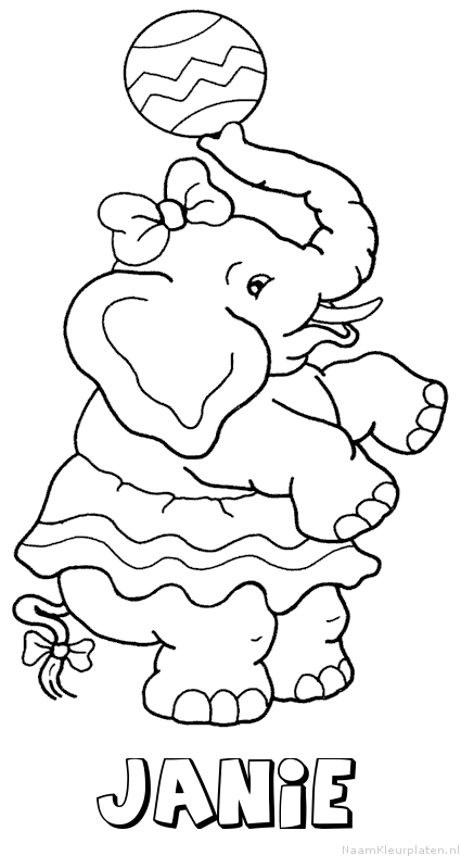 Janie olifant kleurplaat