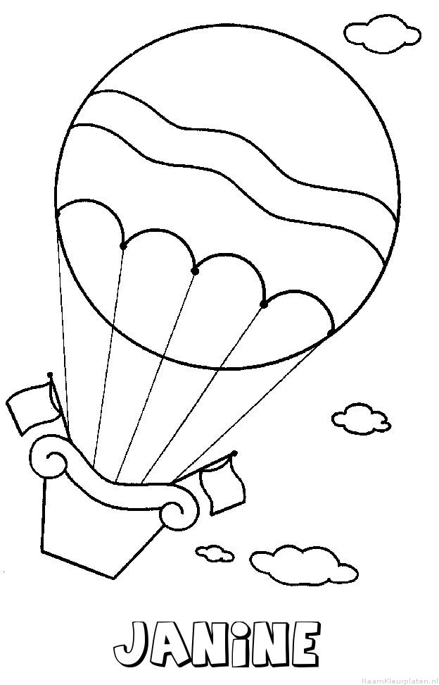 Janine luchtballon kleurplaat