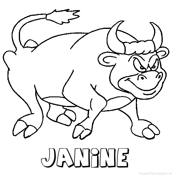 Janine stier kleurplaat