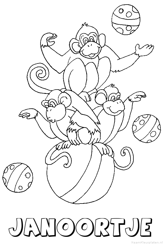 Janoortje apen circus kleurplaat