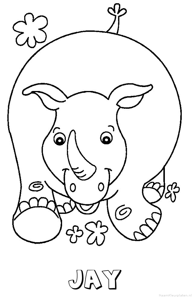 Jay neushoorn kleurplaat