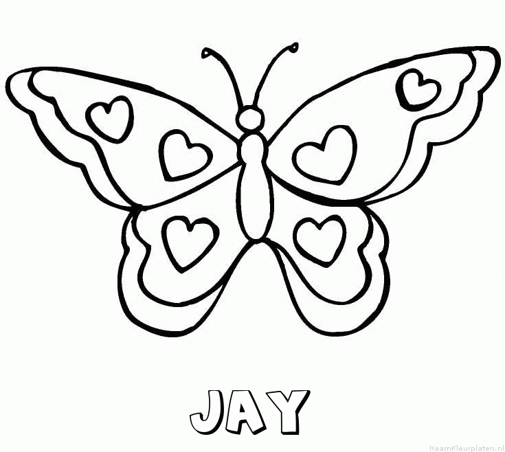 Jay vlinder hartjes kleurplaat