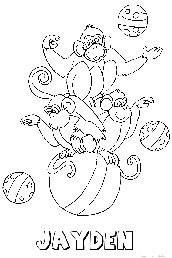 Jayden apen circus kleurplaat