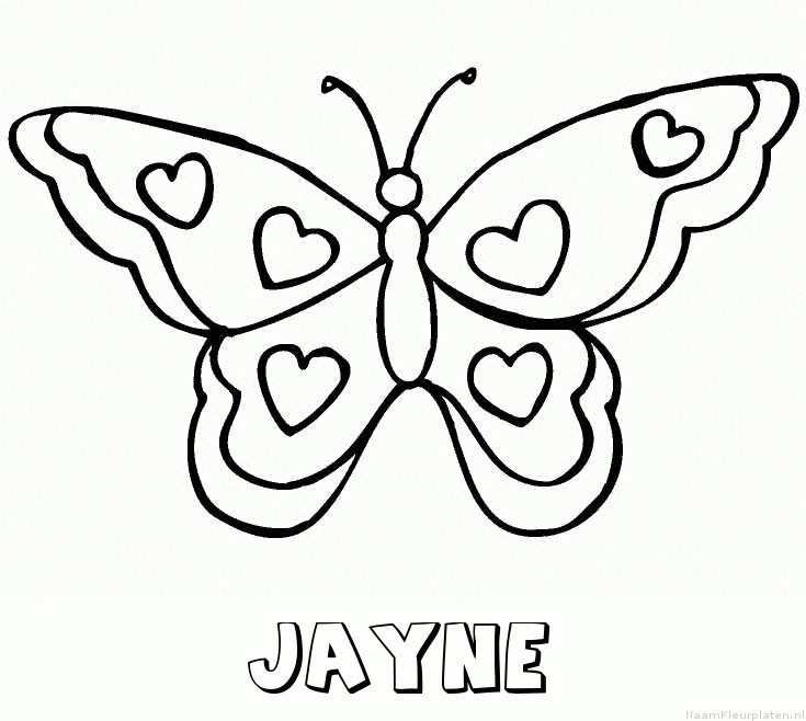 Jayne vlinder hartjes kleurplaat