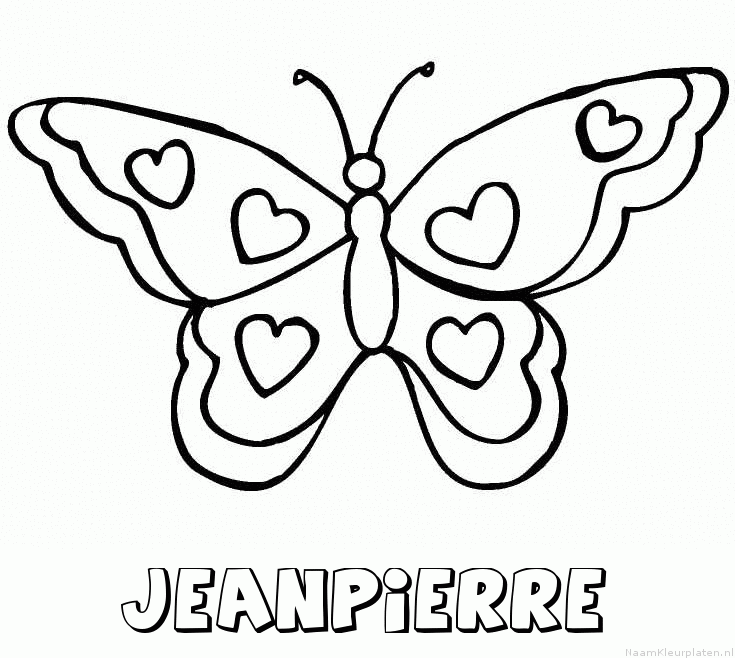Jeanpierre vlinder hartjes kleurplaat