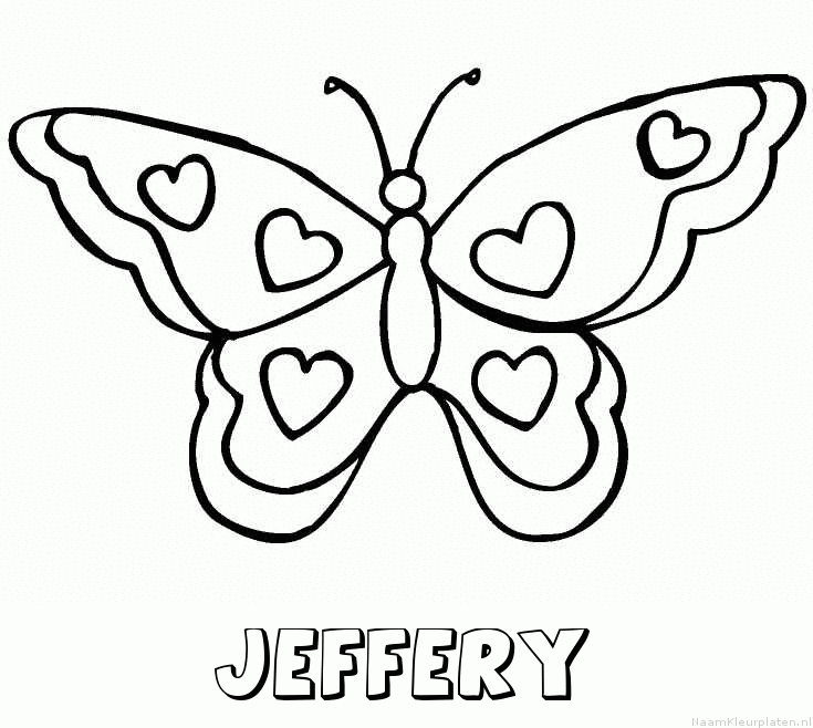 Jeffery vlinder hartjes kleurplaat