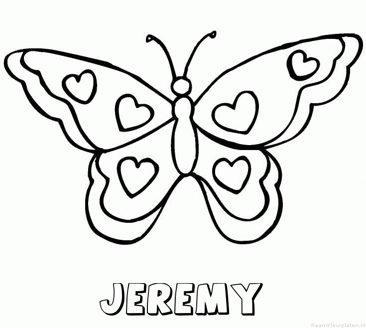 Jeremy vlinder hartjes kleurplaat