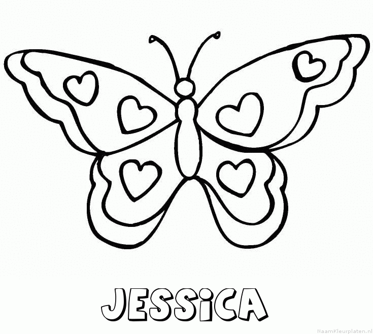 Jessica vlinder hartjes kleurplaat