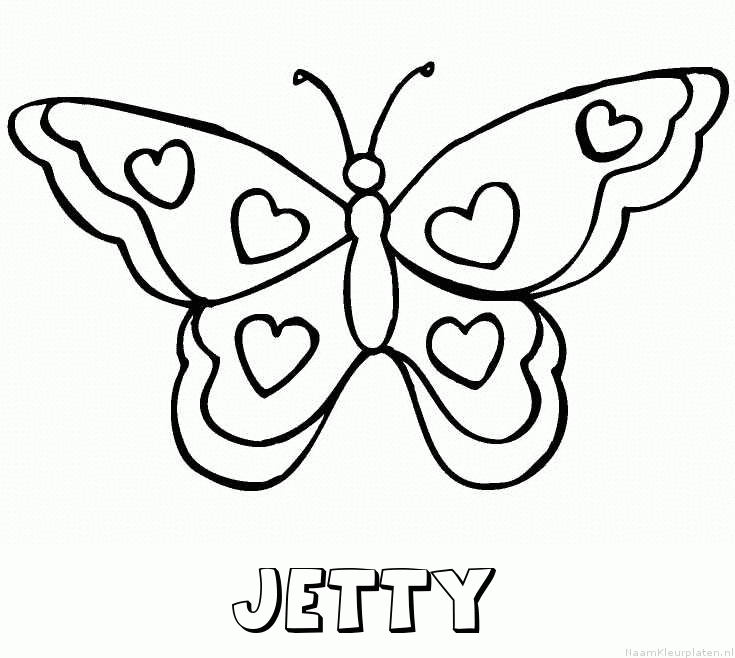 Jetty vlinder hartjes kleurplaat