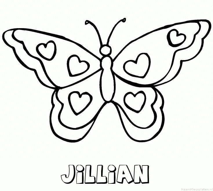 Jillian vlinder hartjes kleurplaat