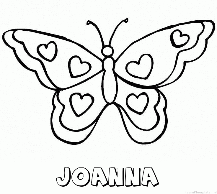 Joanna vlinder hartjes kleurplaat