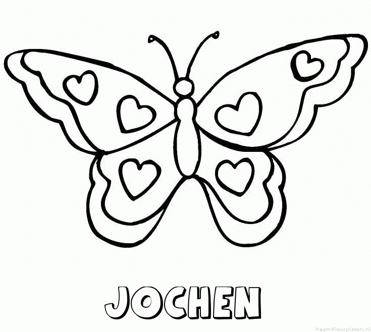 Jochen vlinder hartjes kleurplaat