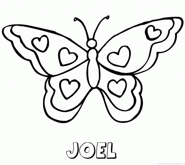 Joel vlinder hartjes kleurplaat
