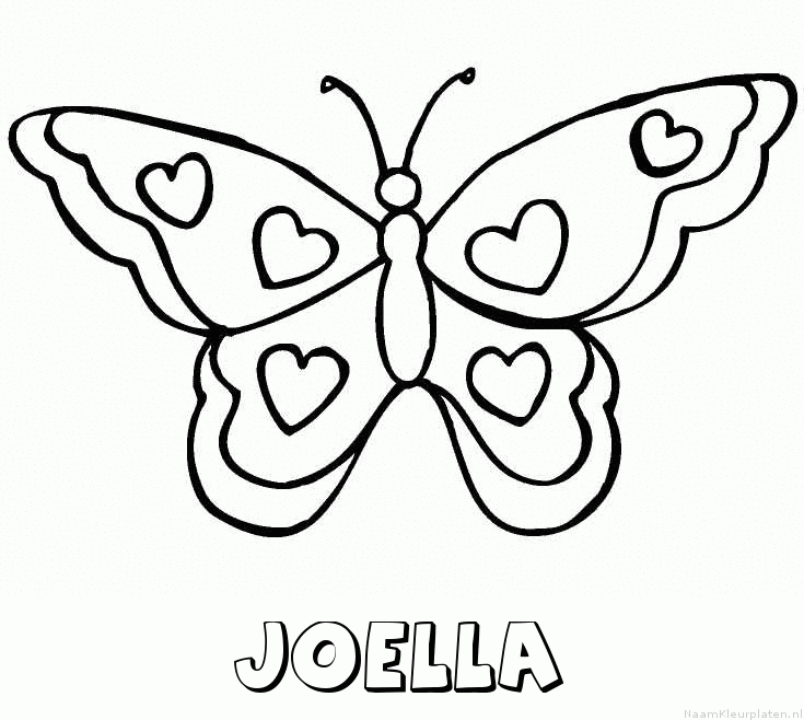 Joella vlinder hartjes kleurplaat