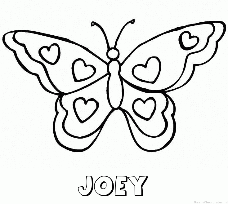 Joey vlinder hartjes kleurplaat