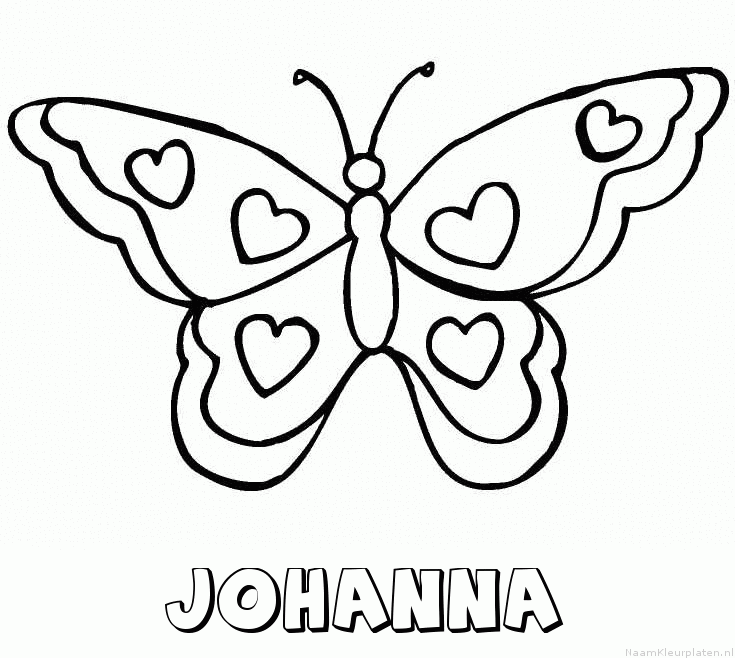 Johanna vlinder hartjes kleurplaat