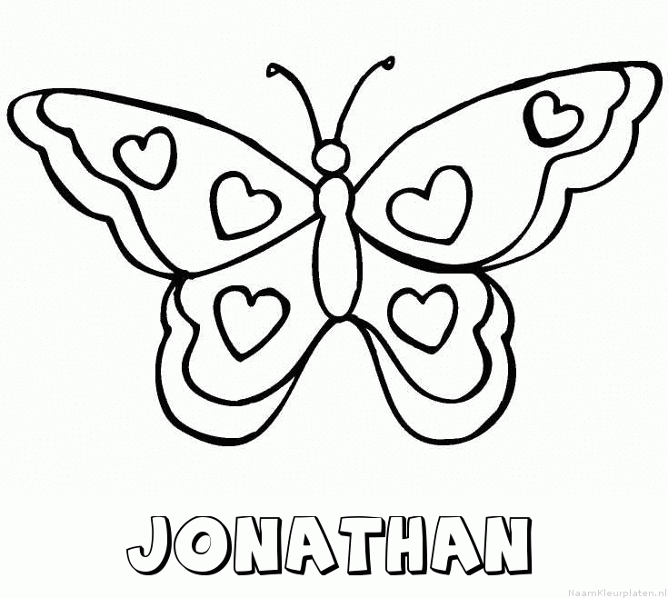 Jonathan vlinder hartjes kleurplaat